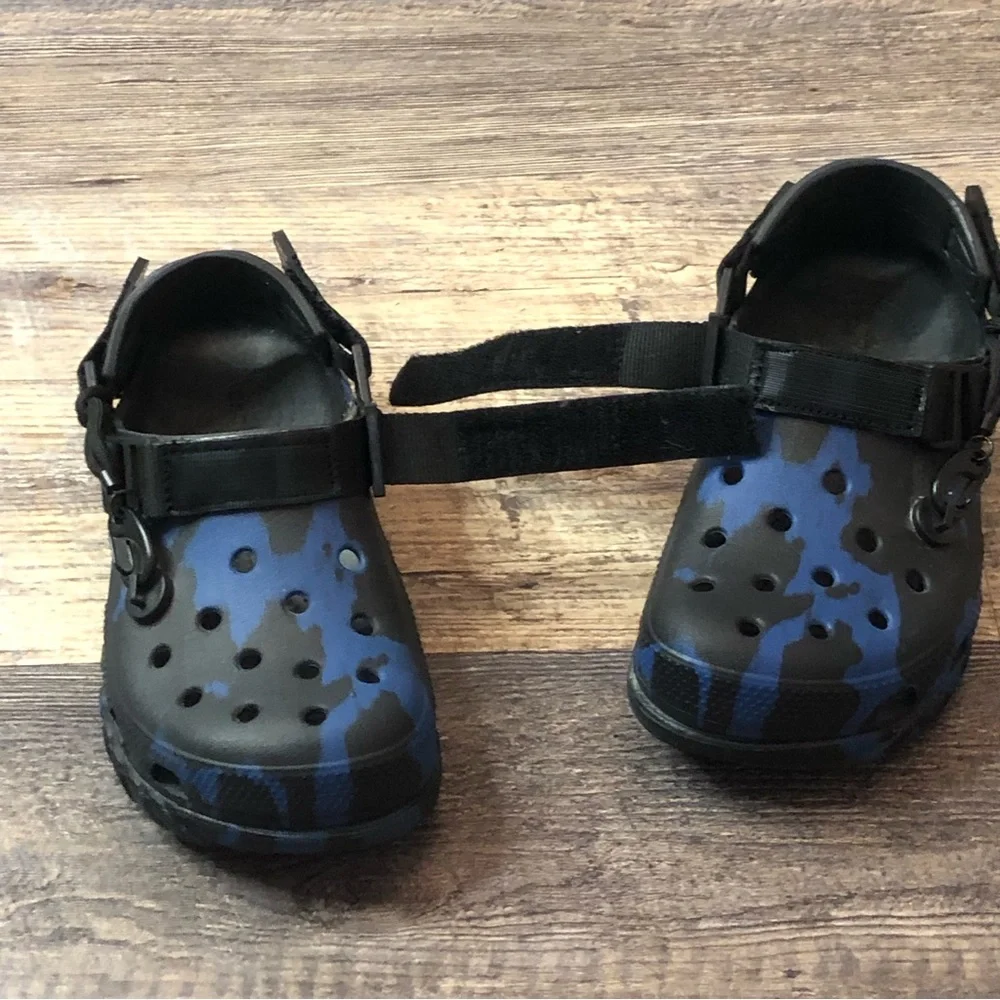 Post Malone X Crocs Duet Max Clog Blue Black 206542-001 Size M4/W6 worn 1x EUC